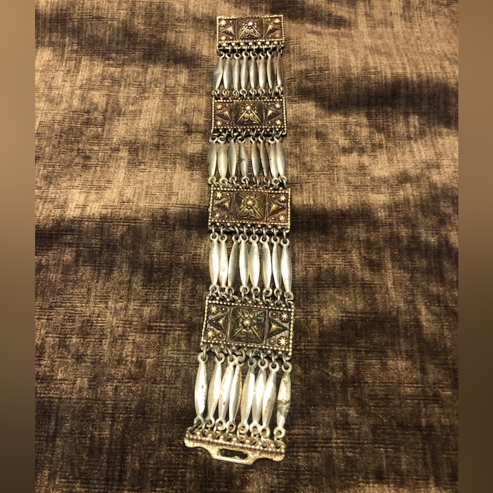 Vintage BoHo Mexico Silver marked bracelet 53g